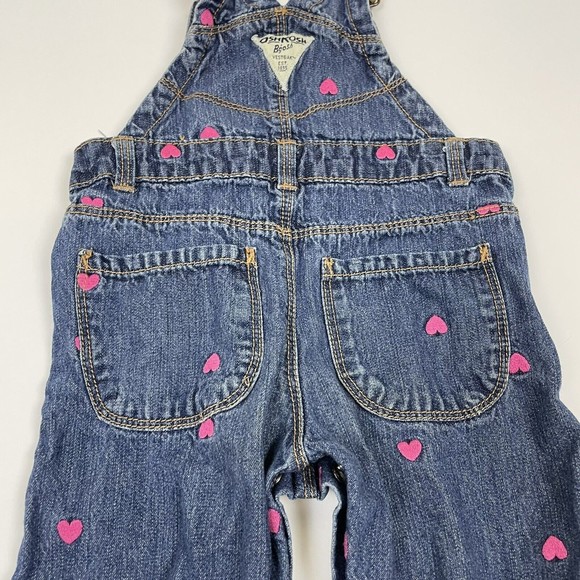 Oshkosh B’Gosh Baby Girl’s Size 18 Months Denim Overalls Embroidered Hearts - Picture 12 of 16